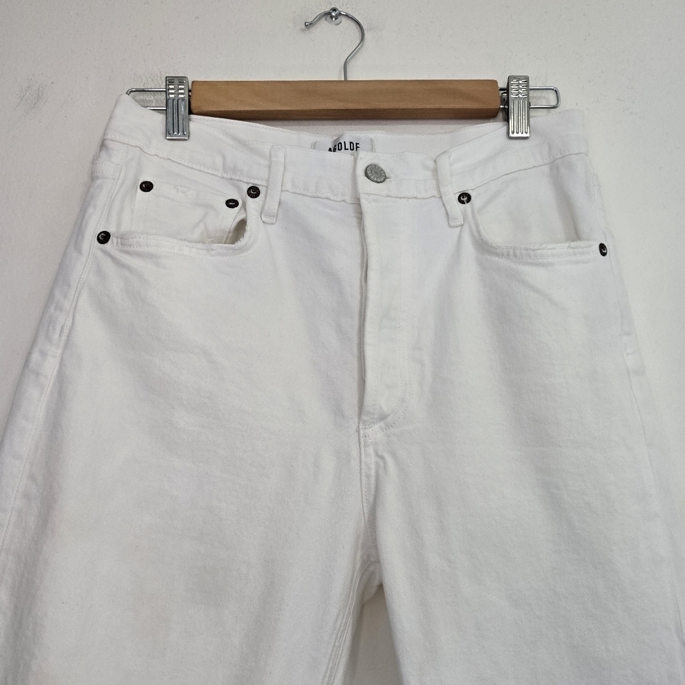 Agolde Riley Crop Jeans in white Flawed high-rise straight leg some stretch - Picture 5 of 13